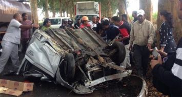 La voiture de Rita Beekawoo, après un accident à Villebague le 4 septembre.