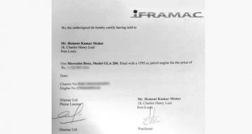 Cette lettre d’Iframac, adressée à Hement Moher, confirme qu’une Mercedes-Benz a bel et bien été vendue à ce dernier.