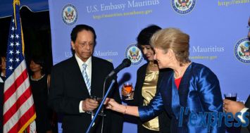 Sir Anerood Jugnauth lors d’une soirée organisée à l’ambassade des États-Unis vendredi 3 juillet.