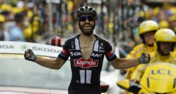 L'Allemand Simon Geschke (Giant) vainqueur de la 17e étape du Tour de France, le 22 juillet 2015 à Pra-Loup. [Photo: AFP]