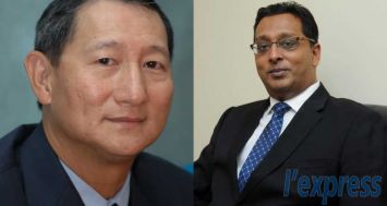 (De g. à dr.) Jean-Claude Liong de KPMG et Roshi Bhadain, ministre des Services financiers.