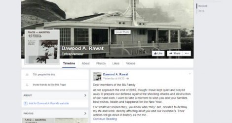 Capture d’écran du message publié par Dawood Rawat sur Facebook pour dire merci à ses employés