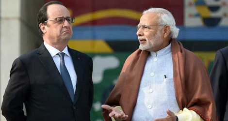 Le président François Hollande et le Premier ministre indien Narendra Modi le 24 janvier 2016 à Chandigarh.