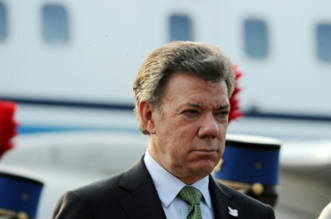 Le président colombien Juan Manuel Santos, le 5 avril 2016 à Tegucigalpa, Honduras