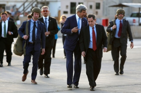 John Kerry le 8 avril 2016 à son départ de Bagdad 