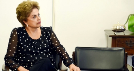 La présidente brésilienne Dilma Rousseff lors d'une cérémonie à Brasília, le 13 avril 2016.