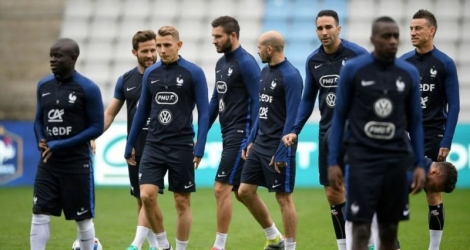 Les joueurs de l'équipe de France lors d'un entraînement le 29 mai 2016 à La Beaujoire 