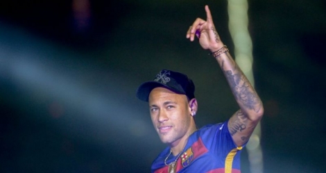 Neymar, le 23 mai 2016 au Camp Nou lors des célébrations du doublé du FC Barcelone