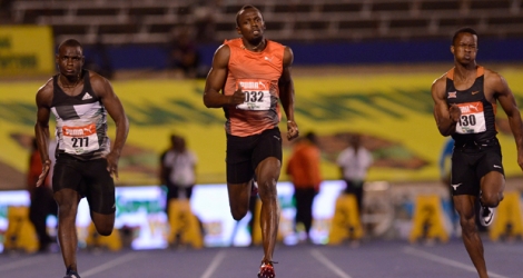 Usain Bolt en action lors des sélections jamaïquaines.
