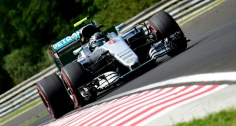 L'Allemand Nico Rosberg (Mercedes) lors des essais libres pour le GP de Hongrie sur le Hungaroring, le 23 juillet 2016 