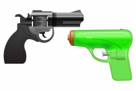 Un pistolet à eau vert en plastique va remplacer le très réaliste revolver sous la forme duquel s'affiche aujourd'hui l'émoticône «pistolet» sur les appareils d'Apple.