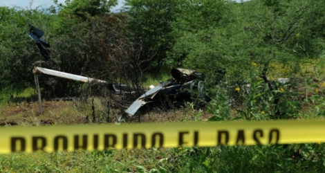 Un hélicoptère de la police abattu par des criminels dans la zone de Tierra Caliente dans l'Etat du Michoacan au Mexique, le 7 septembre 2016 .