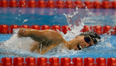 Le Brésilien Danial Dias lors du 100 m nage libre S5 aux Jeux paralympiques 2016 à Rio, le 8 septembre 2016 
