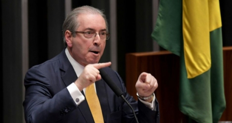 L'ex-président du Congrès des députés brésiliens Eduardo Cunha fait une déclaratio à la Chambre des députés, le 12 décembre 2016 2016 à Brasilia .