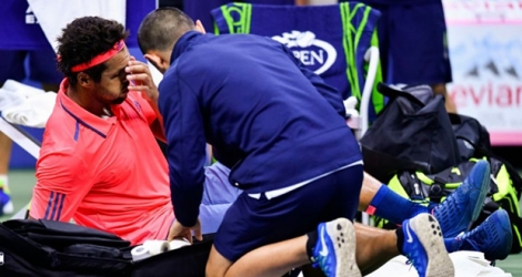 Jo-Wilfried Tsonga contraint à l'abandon à l'US Open, le 7 septembre 2016 à New York .