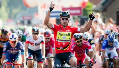 Le coureur de la Tinkoff Peter Sagan, vainqueur de la 3e étape de l'Eneco Tour à Ardooie, le 21 septembre 2016