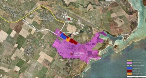 Le plan du projet «smart city». Celui-ci devrait se trouver à plus de 3,6 km du SSR International Airport, selon les contestataires.