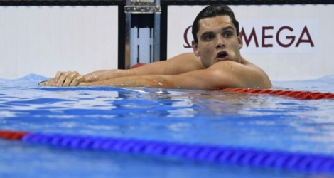 Le nageur français Florent Manaudou à l'issue de la finale du 50 m nage libre, le 12 août 2016 à Rio.