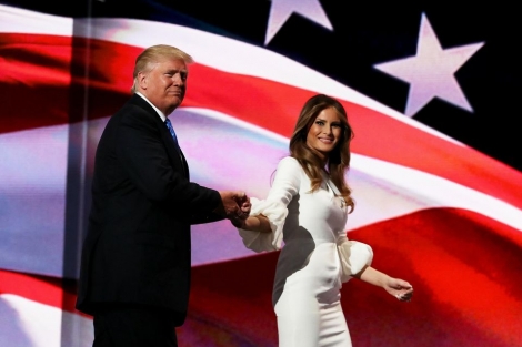 Donald Trump et sa femme Melania, lors du premier jour de la Convention républicaine à Cleveland, lundi 18 juillet. Photo : Joe Raedle. AFP