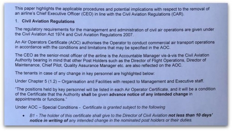 Le CEO de MK est l’«Accountable Manager» aux yeux de l’aviation civile.