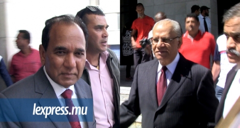 L’ex-Premier ministre, Navin Ramgoolam et Anil Bachoo lors de leur comparution en cour de Port-Louis, mardi 8 novembre.