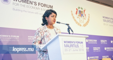 Ameenah Gurib-Fakim lors de l’ouverture du Womens’ Forum, à l’hôtel Sugar Beach, le 20 juin.