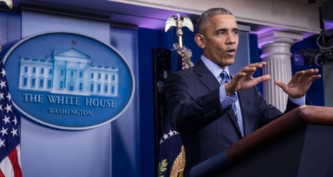 Barack Obama lors d'une conférence de presse à la Maison Blanche, à Washington le 16 décembre 2016.