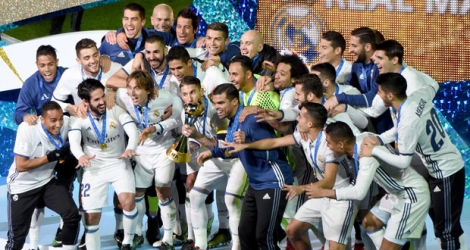 Le Real Madrid célébrant son succès lors du Mondial des clubs au Japon, le 18 décembre 2016.