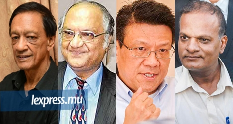 Sir Bhinod Bacha, Dev Manraj, Georges Chung Tick Kan et Prakash Maunthrooa.