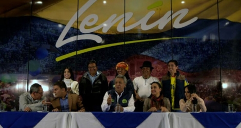 Le canidat socialiste à la présidentielle en Equateur Lenin Moreno, lors d'une conférence de presse à Quito, le 20 février 2017.