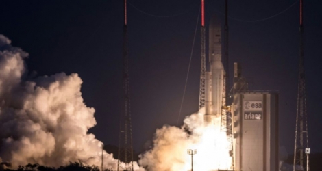 Décollage d'un lanceur Ariane 5, le 14 février à Kourou.