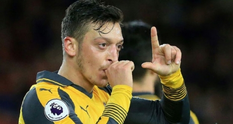Le milieu Mesut Özil auteur du but de la victoire pour Arsenal face à Middlesbrough, le 17 avril 2017 à Middlesbrough.