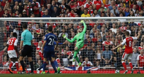 Danny Welbeck inscrit le 2e but d'Arsenal face à Manchester United, le 7 mai 2017 à l'Emirates Stadium