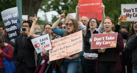 Manifestation contre l'abrogation de l'Obamacare, le 4 mai 2017 devant le Capitol à Washington