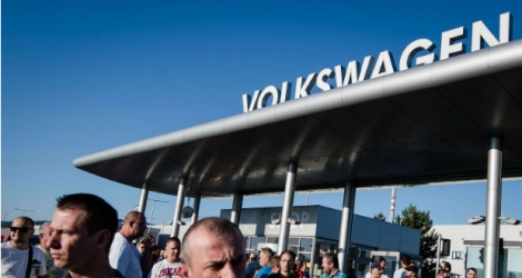Des milliers d'employés de Volkswagen en Slovaquie se sont mis en grève le 20 juin 2017 à Bratislava.