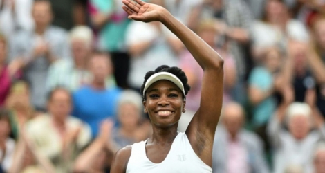 L'Américaine Venus Williams après sa victoire face à la Lettone Jelena Ostapenko, le 11 juillet 2017 à Wimbledon.