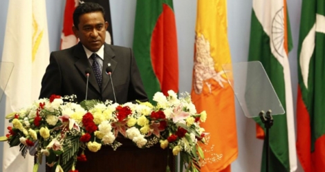 Le président de la République des Maldives Abdulla Yameen, le 26 novembre 2014 à Katmandou au Népal 