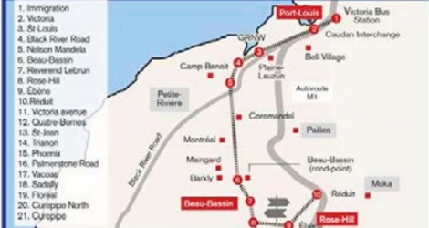 Le tracé du Metro Express comportera 19 stations entre les deux pôles que sont Curepipe et Port-Louis.