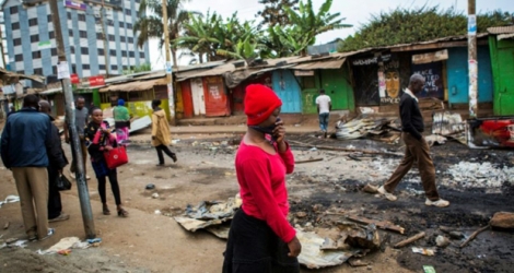 Dégâts après des émeutes à Kisumu, au Kenya, le 12 août 2017 .