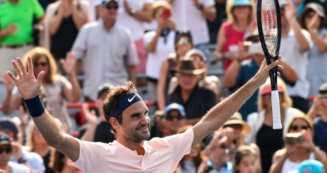 Roger Federer à l'issue de sa victoire sur l'Espagnol Roberto Bautista Agut, le 11 août 2017 à Montréal .