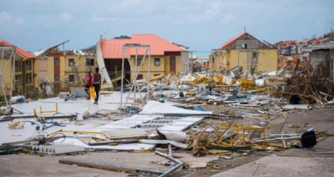 Les dégâts provoqués par le passage de l'ouragan Irma, le 7 septembre 2017 sur l'île de Saint-Martin.