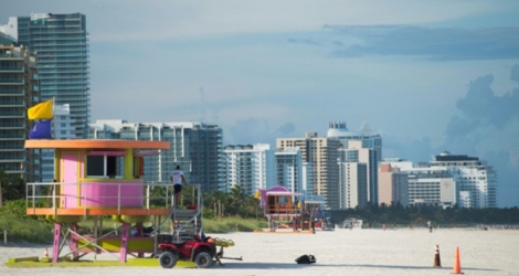 La plage de Miami désertée avant le passage d'Irma, le 7 septembre 2017. 