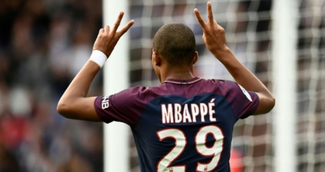 La pépite parisienne Kylian Mbappé a inscrit le 6e but du PSG contre Bordeaux au Parc des Princes, le 30 septembre 2017.