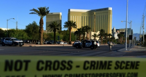 Les lieux de la fusillade qui a fait au moins 58 morts le 2 octobre 2017 à Las Vegas