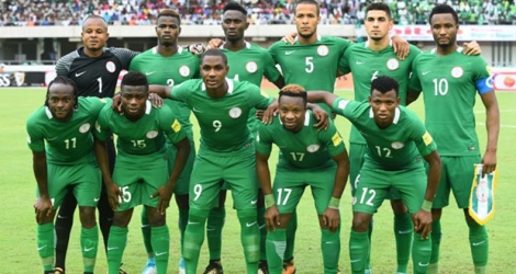 L'équipe du Nigeria avant un match contre le Cameroun, le 1er septembre 2017 à Uyo