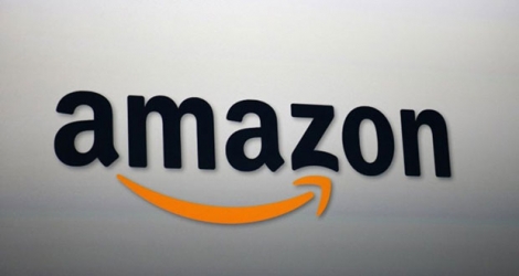 Le logo d'Amazon projeté lors d'une conférence de presse le 6 septembre 2012 à Santa Monica, en Californie. 