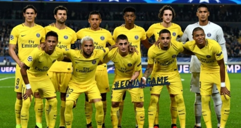 L'équipe du Paris Saint-Germain avant son match de poule de la Ligue des champions remporté 4-0 contre Anderlecht, le 18 octobre 2017 à Bruxelles 