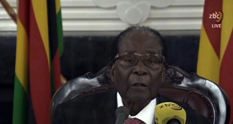 Capture d'image de la télévision zimbabwéenne diffusant l'allocution du président Robert Mugabe.