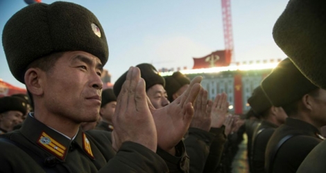 North Korean soldiers attend a mass rally to celebrate the North's declaration on November 29 it had achieved full nuclear statehood, on Kim Il-Sung Square in Pyongyang.