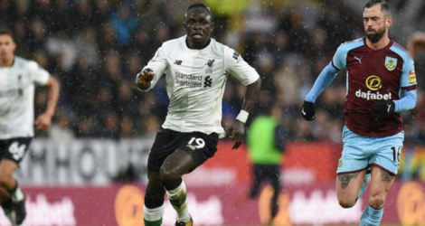 Le Sénégalais de Liverpool Sadio Mané auteur d'un but sur le terrain de Burnley e 22e journée de Premier League le 1er janvier 2018.